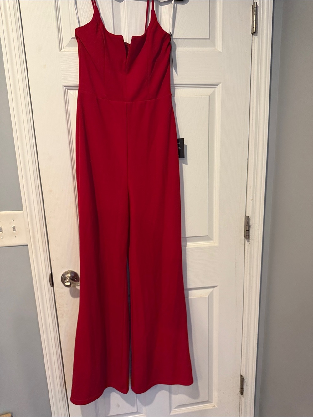 Lulu's Red Wide-Leg Spaghetti Strap Jumpsuit